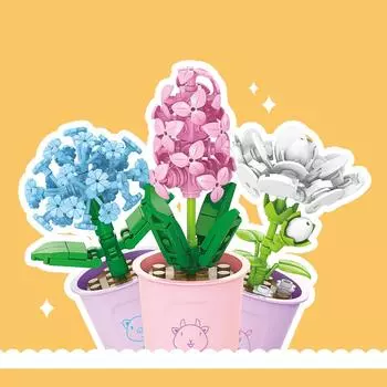 Совместимые игрушки-пазлы, собранные строительные блоки, серия вечных цветов, Будда, поднимающий цветы, украшения