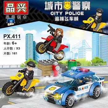 Совместимые Lego City Police Chase Car Thieves Дети 6 лет Собранные строительные блоки Игрушка в подарок красный