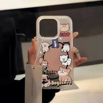 Совместимые с Apple 15/14/13/12/11/PRO/PROMAX/XSMAX/XR/XS/X товары для кошек и собак Large hole matte-cats and dogs. Apple 14 PLUS