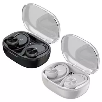 Совместимые с Bluetooth наушники 5.3 LED Power Display для бега и тренировок в спортзале белый