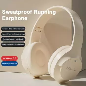 Совместимые с Bluetooth наушники 5.3 с длительным сроком службы батареи, шумоподавлением, Hi-Fi стерео беспроводная AUX-гарнитура с микрофоном для музыкальных звонков чёрный