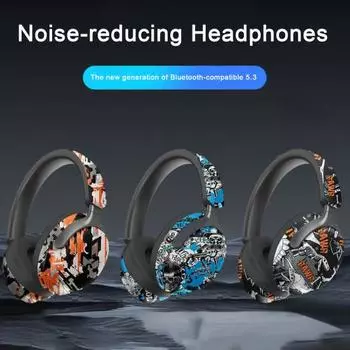 Совместимые с Bluetooth наушники с шумоподавлением, регулируемое оголовье, идеальная посадка, беспроводные наушники с низкой задержкой небесно-голубой