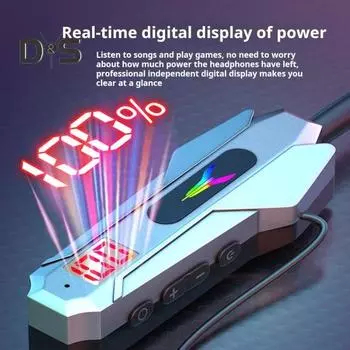 Совместимые с Bluetooth наушники со светодиодной подсветкой RGB, стабильной низкой задержкой, водонепроницаемые, с длительным временем воспроизведения, беспроводные стереонаушники с шейным ободом чёрный