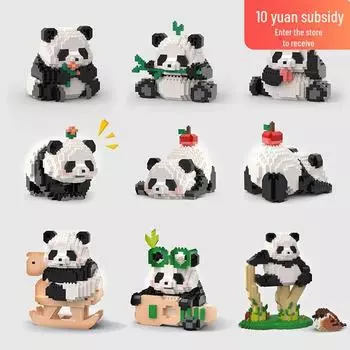 Совместимые строительные блоки Lego National Treasure Giant Panda Huahua Menglang Cartoon Doll, развивающая игрушка.