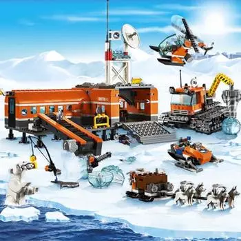 Совместимые строительные блоки серии City, арктический базовый лагерь, гусеничный ледокол, арктическое пиво, детские игрушки, подарок