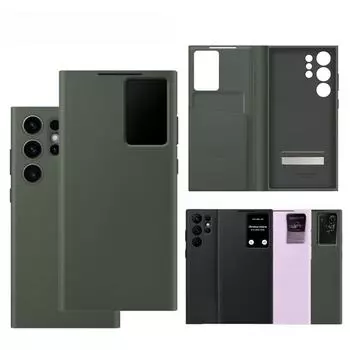 Совместимый чехол из ультракожи для Samsung S23 с чипом S22+ для интеллектуального ответа без переворачивания и защиты S24. S24ULTRA (APP model) фиолетовый/серый