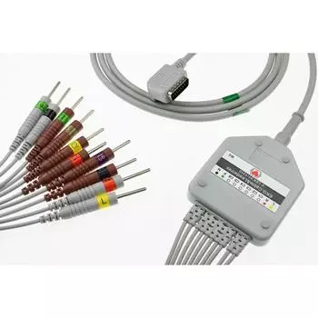 Совместимый KANZ, монитор пациента Cardioline Detal I, многоразовые 10 отведений с DIN 3.0/Banana 4.0/Snap/Clip, кабель для записи данных ЭКГ, датчик сердечного ритма Din 3.0-AHA