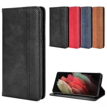 Совместимый кожаный чехол-книжка для Samsung Galaxy S23 Ultra, S22, S24, S25 Plus с магнитной застежкой S22 Ultra синий