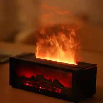 Совместимый с ароматическим маслом увлажнитель воздуха для камина, диффузор ароматов для костра, функция предотвращения сухого горения, блок питания USB Type-C (черный)