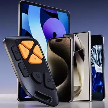 Совместимый с Bluetooth 10M пульт дистанционного управления камерой Фото затвор Кликер Видео прокрутка Дистанционная бесшумная кнопка Беспроводная страница чёрный