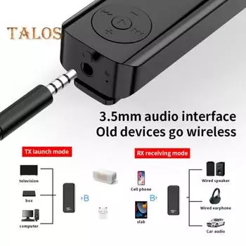 Совместимый с Bluetooth 3,5 мм 3,5 мм разъем беспроводной аудиоприемник шумоподавление 3 режима звука регулируемый беспроводной музыкальный адаптер чёрный