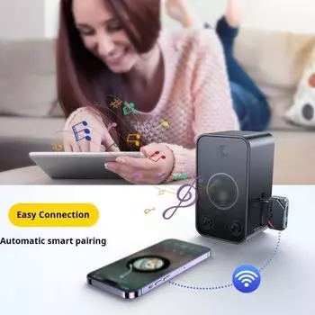 Совместимый с Bluetooth аудиоадаптер Yousheng, двойное подключение, низкая задержка, стабильное подключение, широкая совместимость, передатчик и приемник чёрный