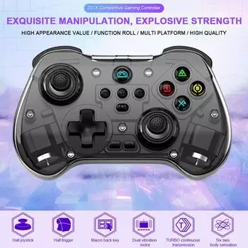 Совместимый с Bluetooth беспроводной джойстик управления, игровой консольный контроллер с двойной вибрацией, 6-осевой гироскоп для Android/iOS/Switch/ПК белый