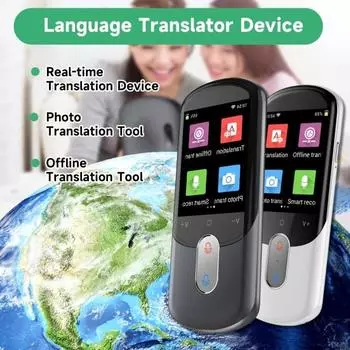 Совместимый с Bluetooth интеллектуальный переводчик Голосовой фото- и офлайн-перевод Синхронный перевод с камерой чёрный