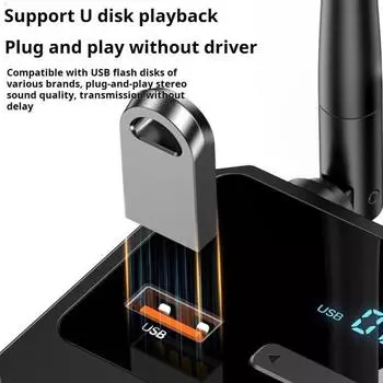 Совместимый с Bluetooth приемник Yousheng с многофункциональным интерфейсом, беспроводной аудиоадаптер с малой задержкой и большим радиусом действия чёрный