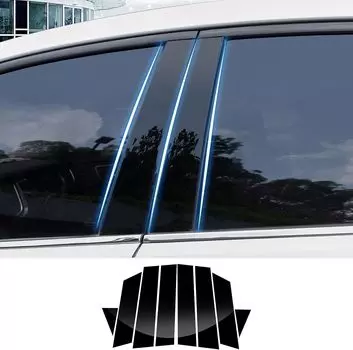 Совместимый с Fucaten Toyota Prius 60 Series 2023, декоративная стойки, задняя стойка, оригинальный защитный чехол для бокового козырька, комплект из 8 предметов (Январь ~) (Фортепианный черный)