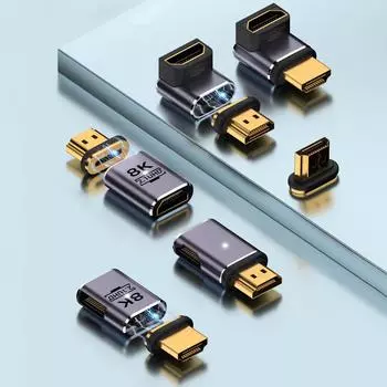 Совместимый с HDMI 2.1 магнитный адаптер «папа-мама» 19-контактный для ТВ-приставки PS5 USB-концентратор высокоскоростной 8K/60 Гц 4K/120 Гц 48 Гбит/с eARC кабель золотой