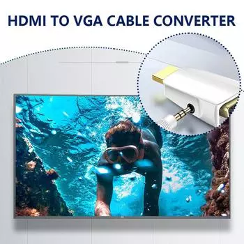 Совместимый с HDMI в VGA кабель-конвертер «папа-мама» адаптер для ноутбука 1080P Jack Mm HD Audio для Z9R0 white-No audio cable