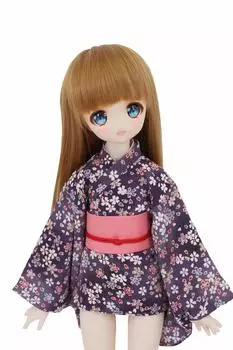 Совместимый с MDD Blizzard Cherry Blossom Pattern Crepe Mini Кимоно Фиолетовый Розовый Оби 40 см Кукла BJD Одежда для кукол [Petite Marie] 1/3 [Petite Marie] фиолетовый