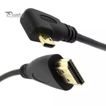 Совместимый с Micro HDMI тип D, штекер под углом 90 градусов влево к HDMI-совместимому кабелю HDTV 1080P с разъемом 1,4 штекера