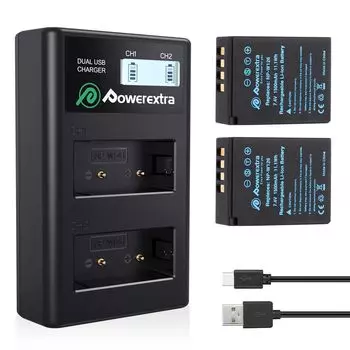 Совместимый с Powerextra комплект из 2-х быстрозарядных устройств с ЖК-дисплеем Fuji, совместимый с NP-W126 NP-W126S +
