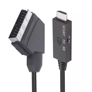 Совместимый с Scart-HDMI конвертерный кабель, аудио-видео адаптер, кабель-переходник 1 м для HdTV Stb VHS DVD чёрный