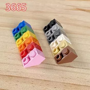 Совместимый строительный блок, строительный блок из мелких частиц, 3665, технологические детали для образования, аксессуары, 2X1, наклонный обратный кирпич 1