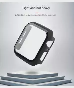 Совместимый защитный чехол для Apple Watch 5, 6, 7, 8 и SE — прозрачный полноразмерный чехол из поликарбоната и пленка 38mm красный