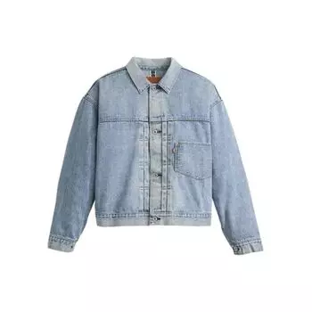 Совместная однобрендовая джинсовая куртка Levis X Beams с однобортным воротником Куртки унисекс Синие A8424-0000