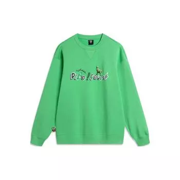 Совместная работа Li Ning X Disney Hugging Dragon Series с длинным рукавом и круглым вырезом, свободная флисовая толстовка унисекс, толстовка Secret-Realm-Green AWDU497-5 M