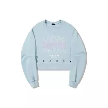 Совместная работа Li Ning X Pleasures, толстовка с круглым вырезом и принтом в виде буквы, женская толстовка Forget-Me-Not-Blue AWDTC06-2 M