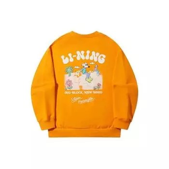 Совместная работа Li Ning X Steven Harrington, серия скейтбордов, мультяшный принт, заниженная линия плеч, свободный крой, круглый вырез, толстовка унисекс AWDTD09-3 XL