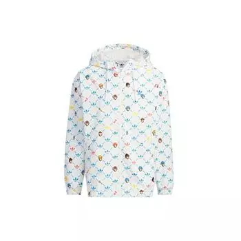 Совместная серия Adidas Originals Monkey Kingdom Ветровка с мультяшным рисунком и логотипом Верхняя одежда унисекс Розовый Белый IP1790 XXL