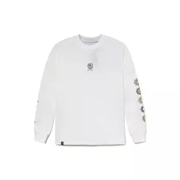 Совместная серия Li-Ning BAFIVE x Jon Burgerman Artist, свободная футболка с круглым вырезом и длинными рукавами, мужские топы, белые AHSR757-4 M