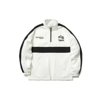 Совместная спортивная модная серия Li-Ning X Star Wars с принтом в стиле пэчворк, свободная куртка с воротником-стойкой и полумолнией, куртка унисекс, белая AJDR225-1