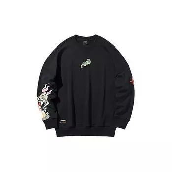 Совместный бренд Li-Ning X Disney, повседневный свободный пуловер, мужские топы, черный AWDQ147-3 S