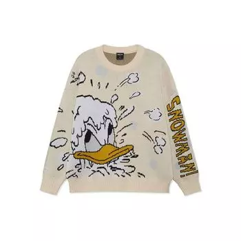 Совместный бренд Li-Ning X Disney, серия Sports Lifestyle, свободный пуловер с мультяшным рисунком, топы унисекс, лебедино-белый AMBR018-4 L