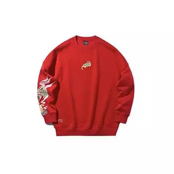 Совместный модный свободный пуловер Li-Ning X Disney, мужские топы, вишнево-красный AWDQ139-1 XXL
