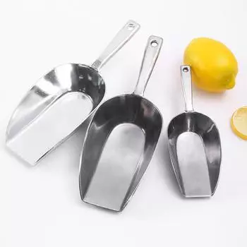 Совок для еды, льда, сухих животных, сахарных кубиков, совок для мучных изделий, попкорна, кофе, зерен, маленькая корзина для специй, канистры для обслуживания 18.2X6.5X5CM серебряный
