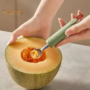 Совок для фруктов, удобная ручка, выкапывание фруктов, пищевой антидеформированный противоскользящий шарик для кухни зелёный