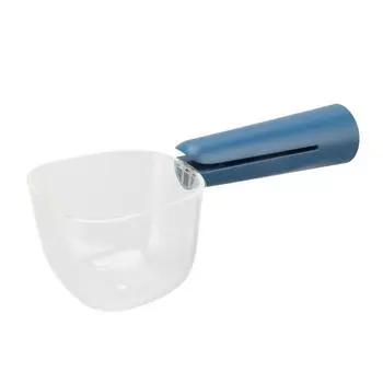 Совок для корма для домашних животных, прозрачная шкала, пищевая лопата для корма для собак с ручкой-зажимом для щенков и кошек синий
