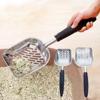 Совок для кошачьего туалета, большой металлический совок для кошачьего туалета с глубокой лопатой и эргономичной ручкой