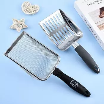 Совок для кошачьего туалета из бентонита из нержавеющей стали - 8 ячеек Лопатка для курицы Rudina Инструмент для домашних животных White