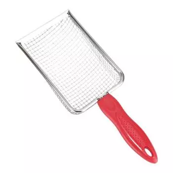 Совок для кошачьего туалета из нержавеющей стали, глубокий сетчатый совок, антипригарный совок для просеивания какашек, подъемник для кошачьих какашек для кошачьего туалета красный