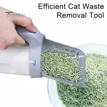 Совок для кошачьего туалета, переносной держатель для кошачьего туалета с мусорным контейнером, лопата для просеивания кошачьих экскрементов с мешками для отходов для домашних кошек A