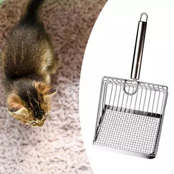 Совок для кошачьего туалета, просеивающий песок, металлический котенок, чистка домашних животных для котят