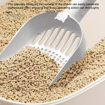 Совок для кошачьего туалета с держателем Электрический совок для кошачьего туалета с подсветкой Эргономичный совок для просеивания кошачьих какашек для кошачьего туалета серый