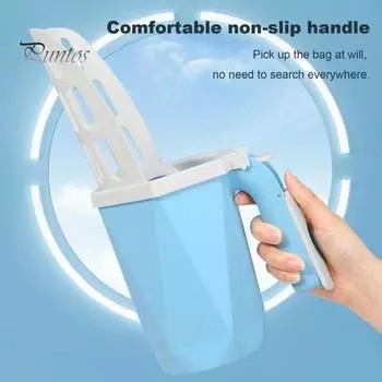 Совок для кошачьего туалета, съемный совок для кошачьего туалета с мусорным мешком, лопата для отходов и контейнер для хранения, портативный инструмент для утилизации кошачьих экскрементов серый