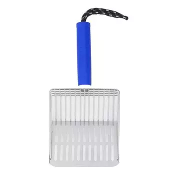 Совок для кошачьего туалета со съемной ручкой из нержавеющей стали 304, быстрая фильтрация, лопата для кошачьего туалета, лоток синий