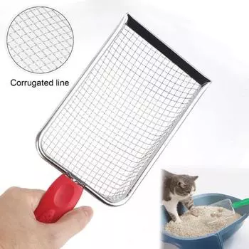 Совок для кошачьего туалета Yousheng из нержавеющей стали, глубокий сетчатый совок, антипригарный совок для просеивания какашек, подъемник для кошачьих какашек для лотка розовый
